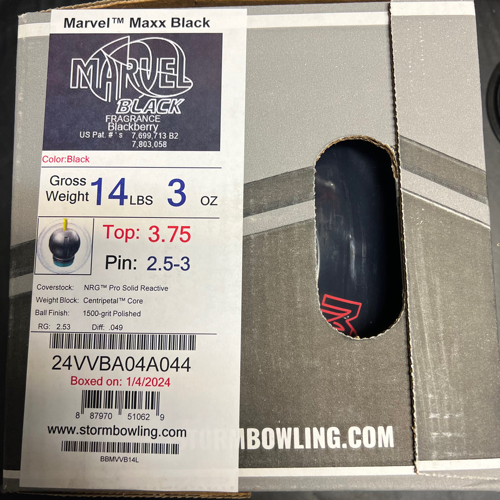 ストーム　MARVEL MAXX BLACK ボウリングボール ストーム マーヴェルマックスブラック 15ポンド