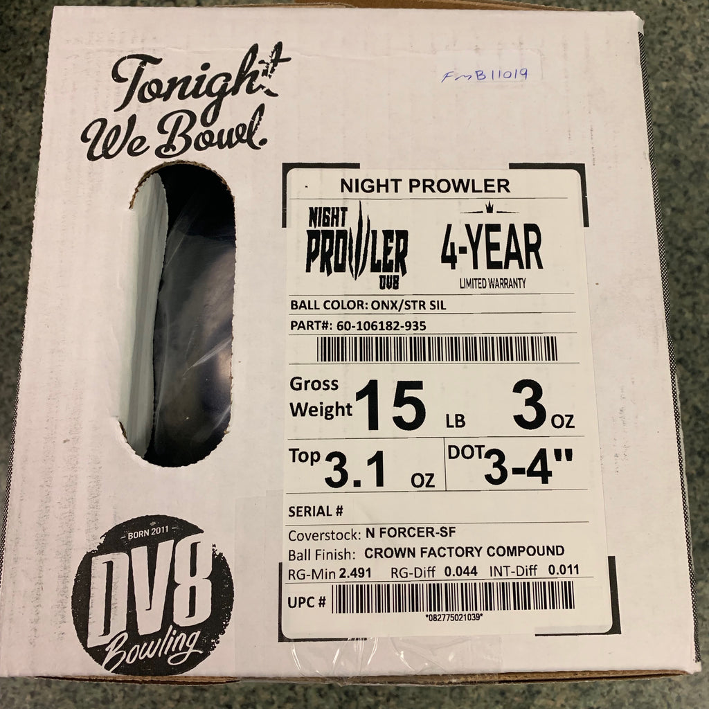 DV8 Night Prowler 15 lbs NIB – BowlingGems.com DV8 Night Prowler 15 lbs NIB – BowlingGems.com