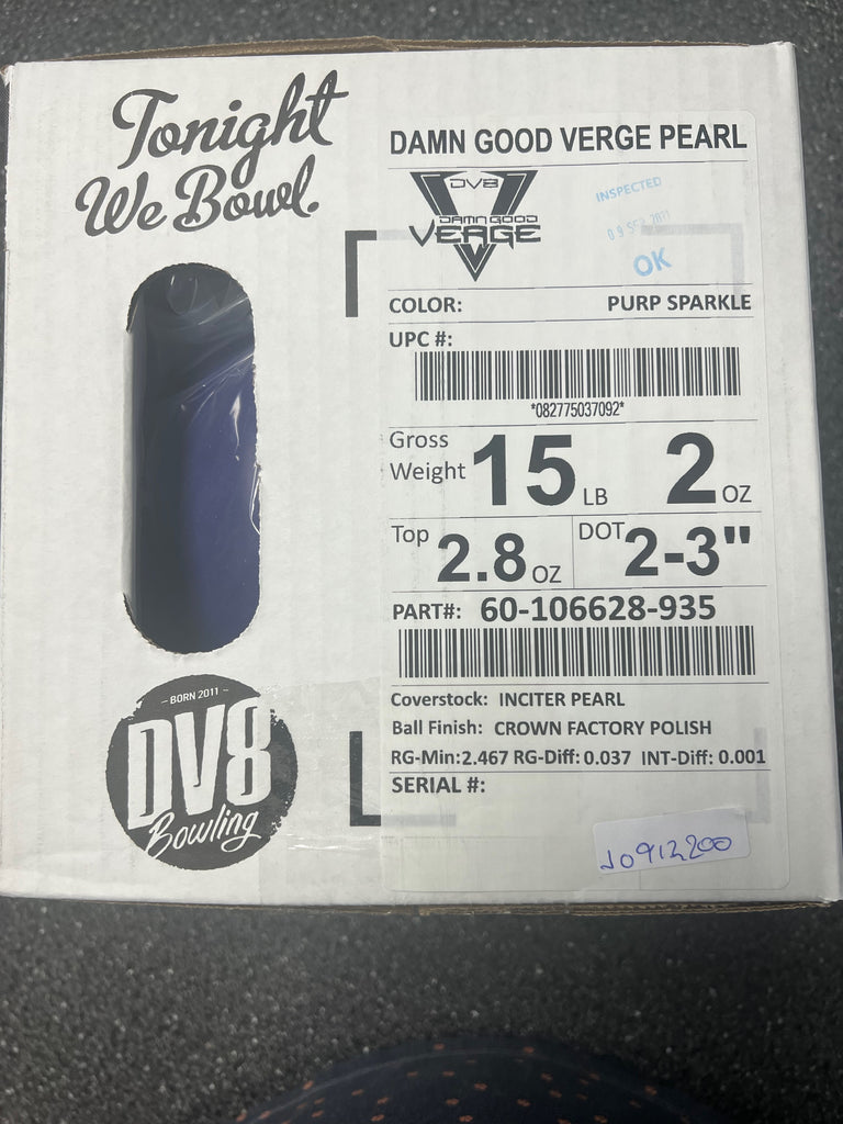 DV8 Damn Good Verge Pearl 15 lbs NIB – BowlingGems.com